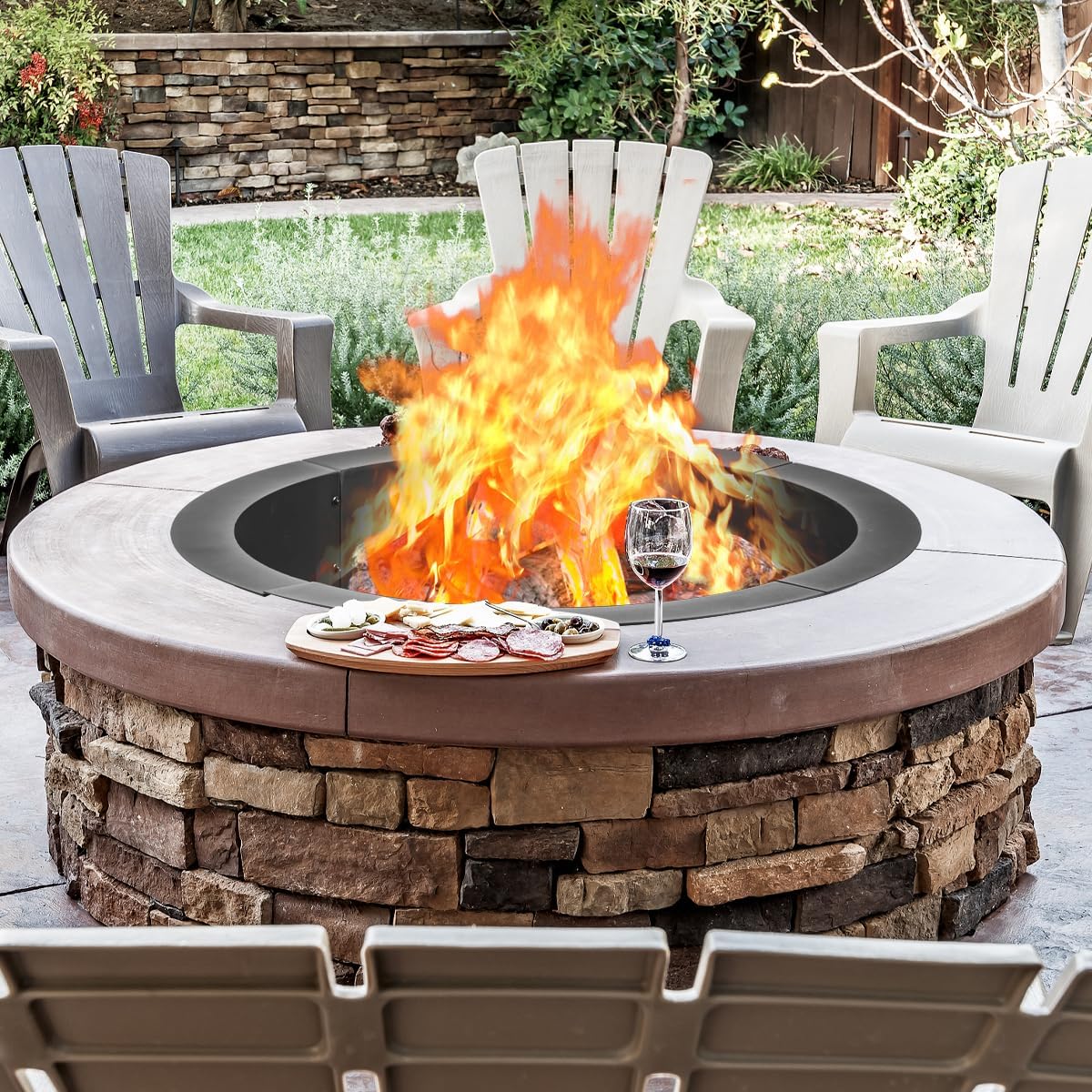 36 inch Fire Pit Ring, Firepit Ring for Camping, Wood Burning Fire Pit for Outside,Yard,Garden,Outdoor Fireplace-VerdiqueGarden