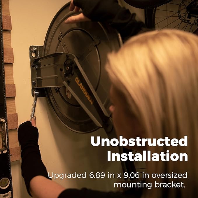 Double Arm Retractable Air Hose Reel, 3/8 in × 80 ft Hybrid Hose Heavy Duty Steel Professional Air Compressor Hose Reel with 5 ft Lead in Max 300PSI Auto Rewind Quick Coupler Swivel Fitting-VerdiqueGarden