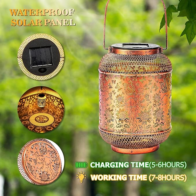 Hummingbird Solar Lantern Outdoor Waterproof Garden Decor, Christmas Gifts for Women, Mom, Metal Hanging Sunflower Solar Lights Outdoor Decoration for Yard, Patio, Tabletop, Pathway-VerdiqueGarden