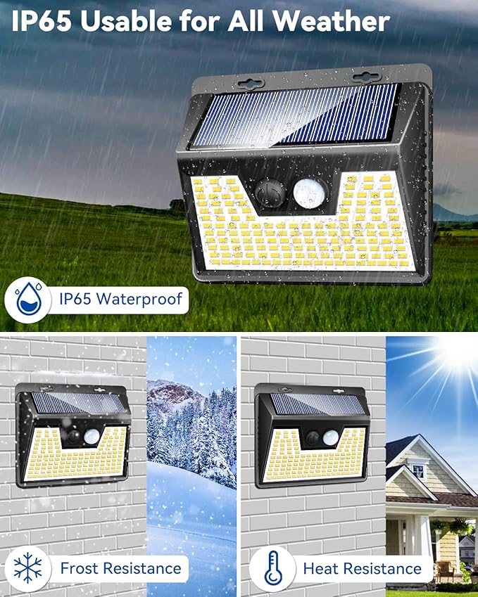 Peasur Solar Lights Outdoor Waterproof [8 Pack/140LED], Warm White Motion Sensor Light Ultra-Bright, 3 Modes Solar Fence Security Lighting for Wall Garden Yard Garage Patio-VerdiqueGarden
