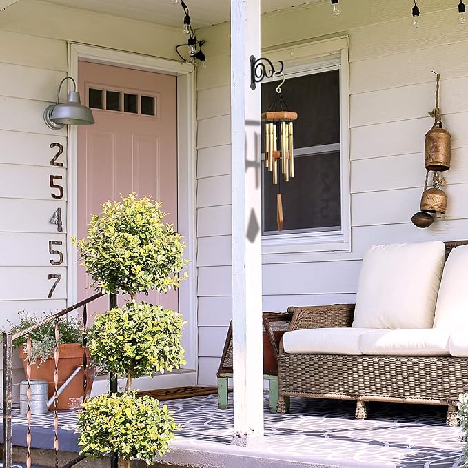 6-Inch Outdoor Indoor Decorative Iron Lantern Wall Hooks Hangers for Hanging Wind Chimes Hummingbird Feeders Candle Holders(Black, Set of 2)-VerdiqueGarden