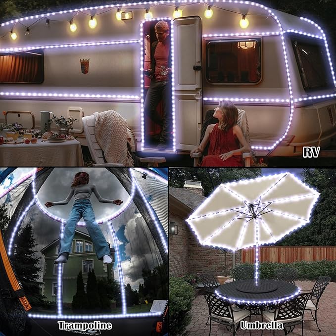 50Ft 600 LED Rope Lights Outdoor, White Flexible Tube Light Waterproof Plug in 8 Modes Timer Memory, Permanent String Lights for Tree,Pool, Bedroom, Fence, Garden, Indoor, Outside Decorations-VerdiqueGarden