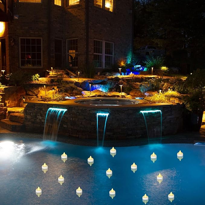 72 Pack Flameless Flickering Floating Tea Lights, Warm White Battery Operated Outdoor Waterproof Candles, LED Votive Tealight Candles Bulk for Wedding Centerpiece Vase Pond Halloween Decorations-VerdiqueGarden