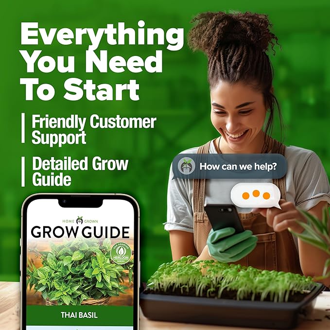 HOME GROWN Thai Basil Seeds Pack - 438 High Germination 𝗡𝗢𝗡-𝗚𝗠𝗢 𝗨𝗦𝗔 Heirloom Herb Seeds for Planting,Ideal for Growing Fresh Basil Planting Indoor or Outdoor(Ocimum basilicum var.thyrsiflora)-VerdiqueGarden