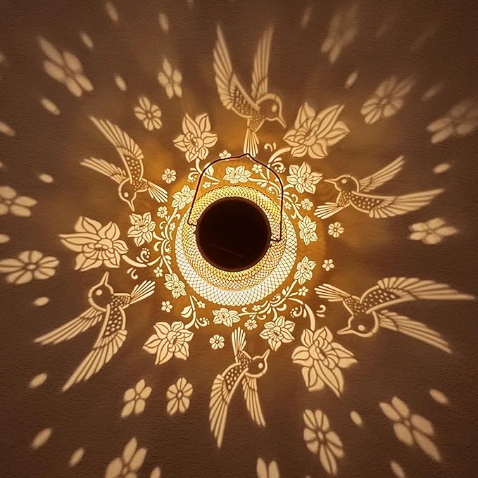 2 Pack Hummingbirds Solar Lanterns Outdoor Waterproof Garden Decor Birthday Gifts for Women Mom Grandma, Hanging Solar Lights Metal Lantern Decoration Outside for Yard, Patio, Backyard, Porch-VerdiqueGarden