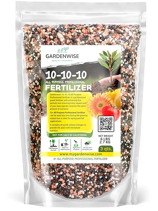 10-10-10 Plant Fertilizer Slow Release - 10 10 10 All Purpose Granular Garden Fertilizer for Vegetables, Tomato, Arborvitae, Shrubs, Rose, Flowers, Fruit, Fig Trees (3 QUARTS)-VerdiqueGarden