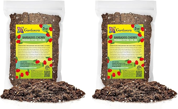 Barbados Cherry Plant Potting Soil - All-Natural Blend for Thriving Cherry Plants - Boosts Root Health and Flavorful Harvests - 10 Quart-VerdiqueGarden