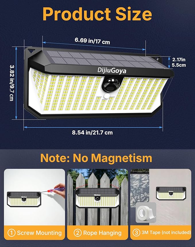 Solar Security Lights, 466 LED 4000 Lm - 270° Motion Sensor, IP68 Waterproof, 3 Lighting Modes, Dusk-to-Dawn Outdoor Flood Light for Fence Garden Backyard Garage - Pack of 4-VerdiqueGarden