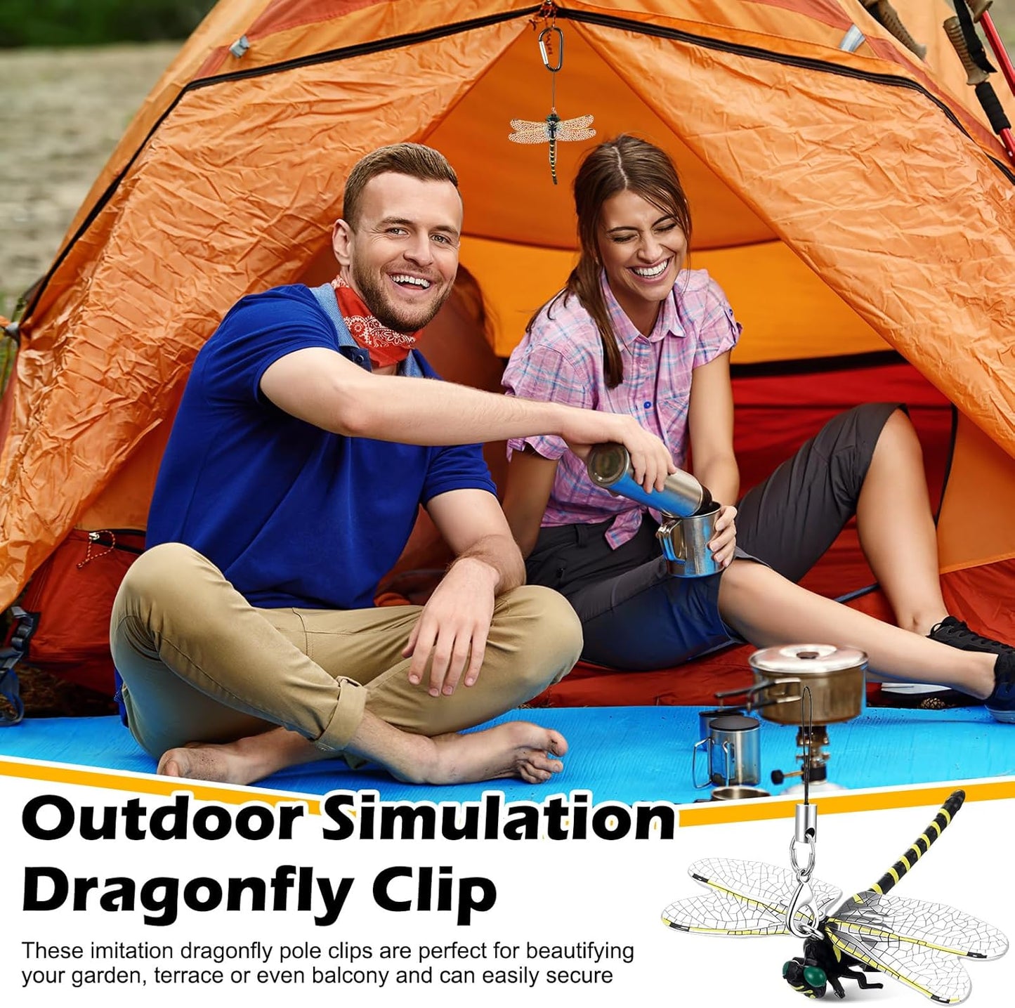 Qualirey 2pcs Dragonfly Hat Clip 2.2inch Realistic Dragonfly Clip with Hook Attach to Backpack Hat Keychain for Indoor Yard Garden Plant Decor-VerdiqueGarden