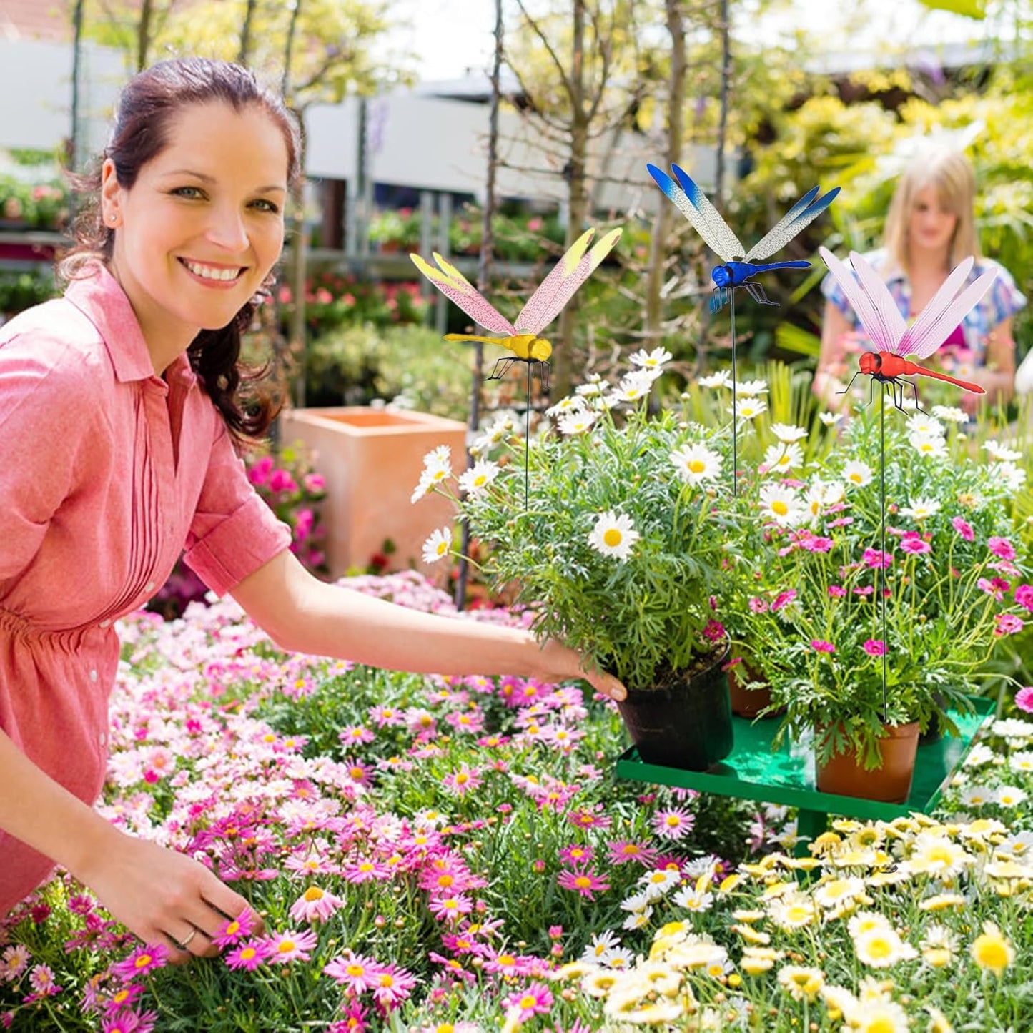 Jongdari 12pcs Dragonfly Hat Clip Bug Repellent Realistic Fake Dragonflies Clip-On Garden Outdoor Decor Stakes Plastic Dragon Fly Clips Plant Decorations for Pot-VerdiqueGarden