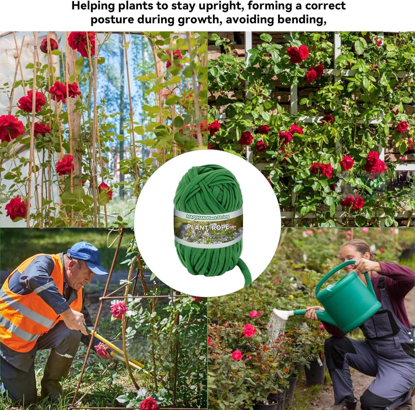 2 Pack Garden String - Plant Ties, Garden Twine, Gardening Tape, Tree Support, Stretchy Trap for Trees,Flowers,Green Soft Ties for All Plants All Gardeners(35M/Roll,115FT)-VerdiqueGarden