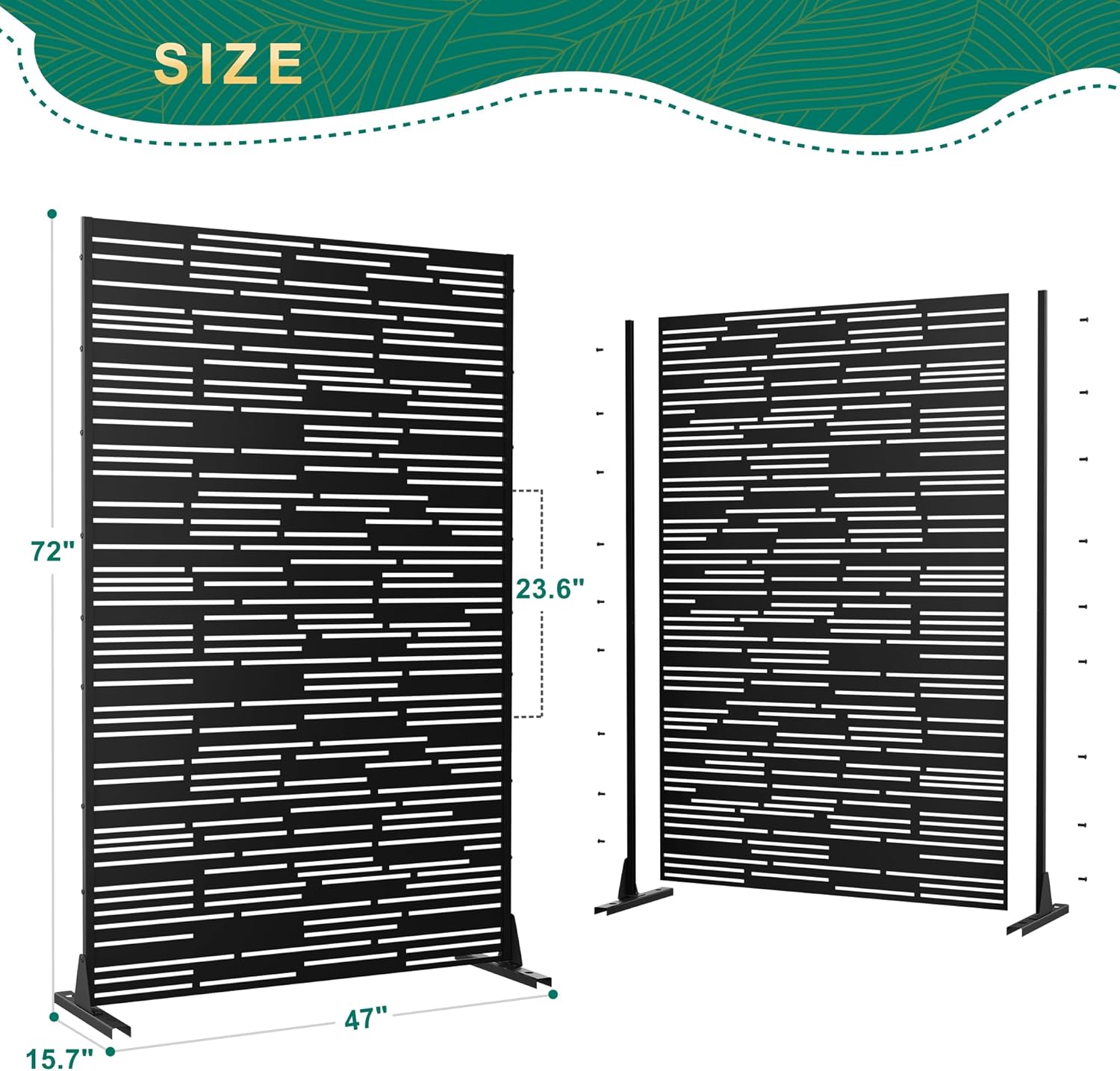 72" H×47" W Metal Privacy Screen Outdoor Privacy Screen Freestanding, for Patio Lawn Deck,Privacy Panels Decorative Privacy Fence(Consists of 3 Panels)-VerdiqueGarden