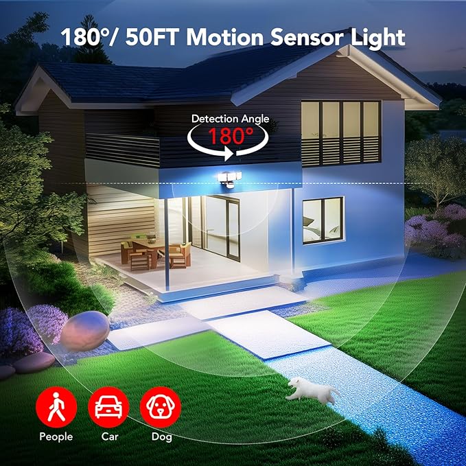 OREiN 4500LM/35W Flood Lights Outdoor, 180°/40FT Motion Sensor Outdoor Lights Dusk to Dawn Security Lights IP65 Waterproof 3 Modes for Outside 4500SQ.FT Front Door, Garage, Bronze (Hardwired)-VerdiqueGarden