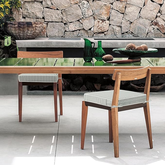 Square Corner Seat Cushions, 19" x 19" x 3", Set of 4, Indoor Outdoor Water Repellent Universal Chair Pads with Ties for Patio Furniture, Garden Deck Dining Chairs, Black and White-VerdiqueGarden