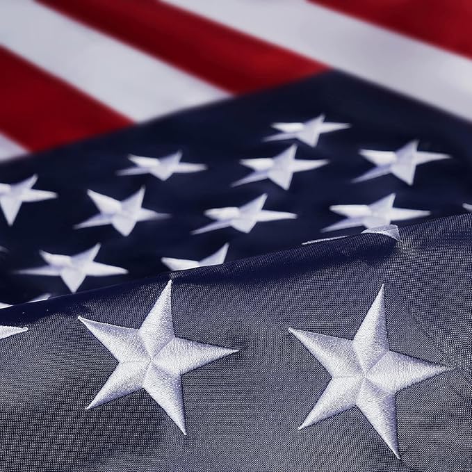 Homissor American Flag 5x8 Embroidered Stars 5x8 Foot Flags USA Heavy Duty Nylon US Outdoor Banner Sewn Stripes with 3 Brass Grommets-VerdiqueGarden