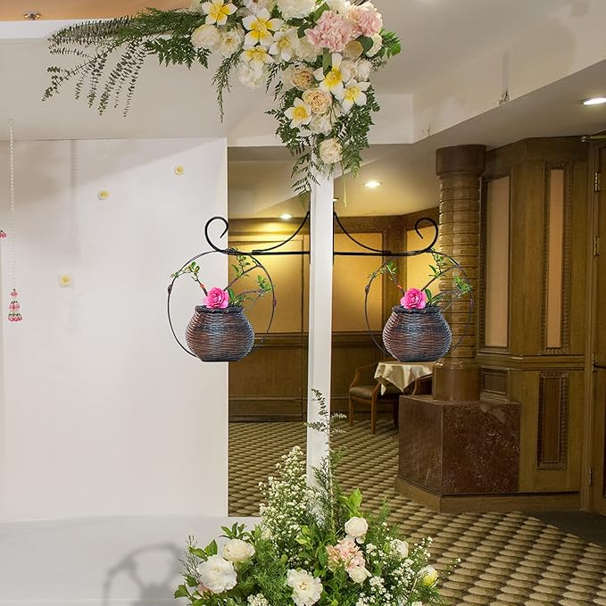 Simply Style Metal Hanging Plant Brackets 10inch, Pack of 2, Wall Mount Plant Hangers, Planter Hooks for Flower Baskets, Bird Feeders in Corridor/Patio/Porch/Garden-VerdiqueGarden