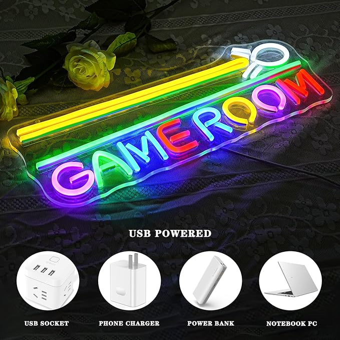 Game Room Neon Sign Billiard Neon Light Colorful Letter Led Neon Sign for Golf Decor Game LED Neon Light for Billiard Club Man Cave Bedroom Bar Decor-VerdiqueGarden