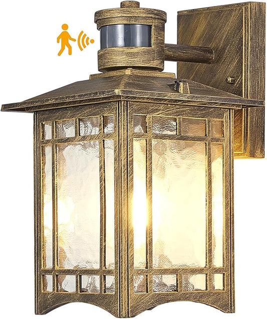 Bronze Outdoor Motion Sensor Lights - Dusk to Dawn Lighting Fixture for Outside House Exterior - Wall Mount Porch Lantern with Yard Front Motion Detector - Garage Patio Anti-Rust Light-VerdiqueGarden