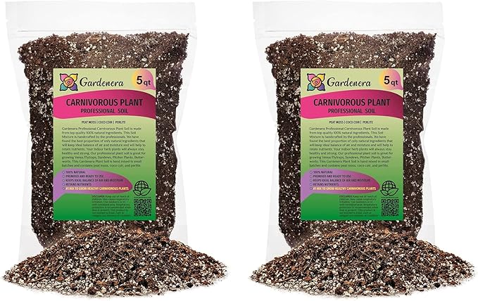 Professional Carnivorous Plant Soil - Ready to Use for Venus Flytraps, Sundews, Pitcher Plants, Butterworts | Peat Moss, Coco Coir, Perlite - 10 Quart-VerdiqueGarden
