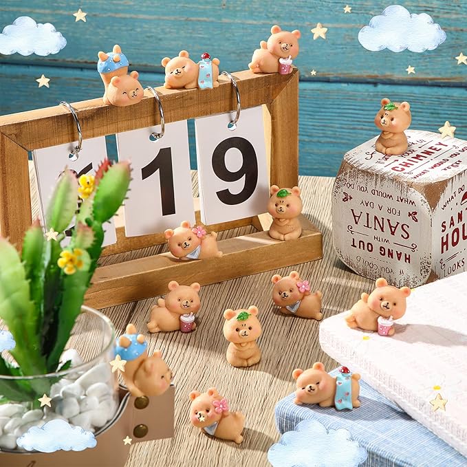 15 Pieces Cute Bear Miniature Figurines Bear Baby Shower Decoration Resin Cake Cupcake Toppers Garden Miniature Moss Landscape DIY Crafts for Home Party Garden Plant Pots Decor-VerdiqueGarden