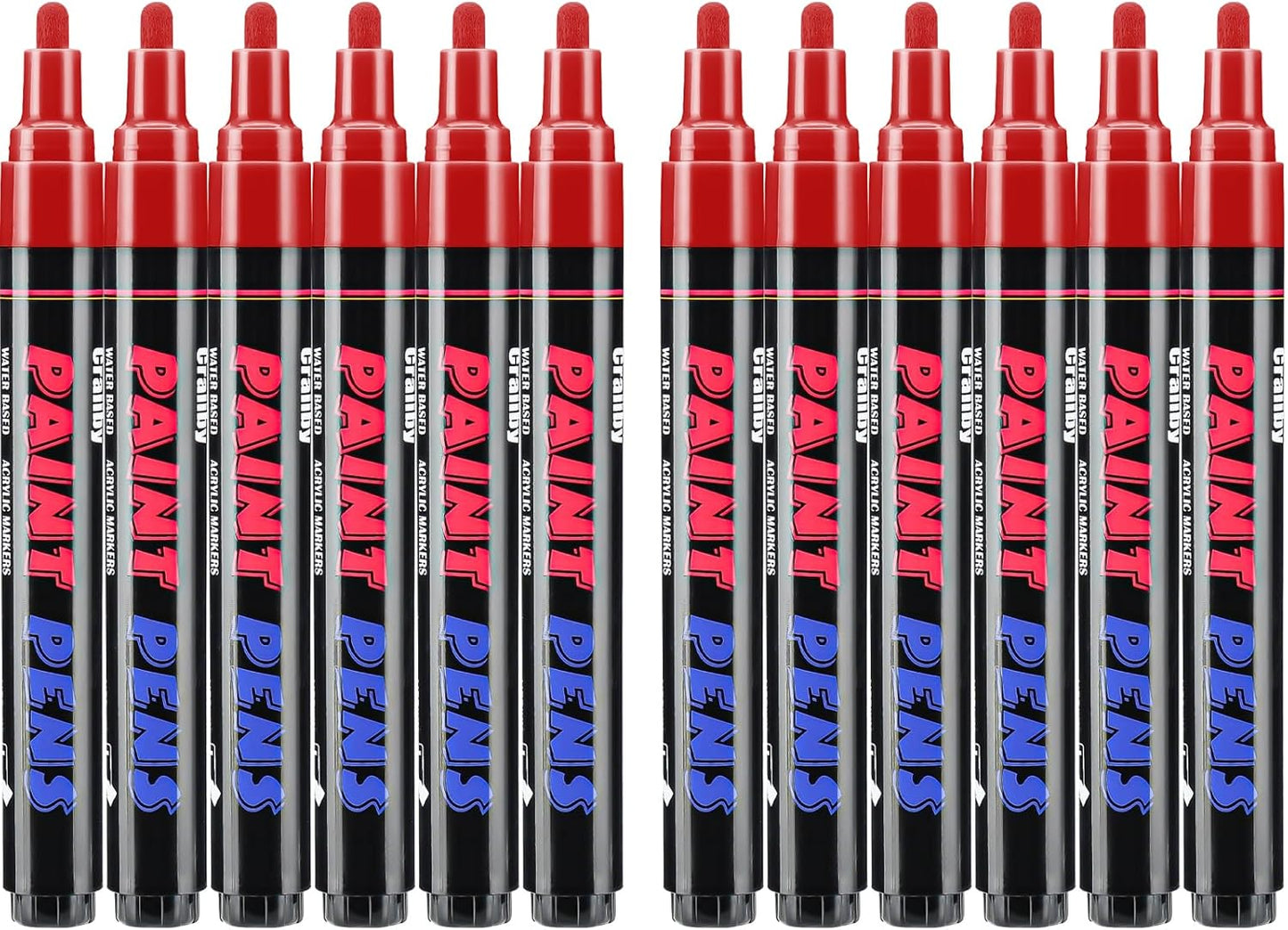 Red Paint Pens Paint Markers - 12 Pack Permanent Quick Dry Waterproof Marker Pens for Rocks Wood Fabric Plastic Canvas Glass Mugs Metal Tire Stone-VerdiqueGarden