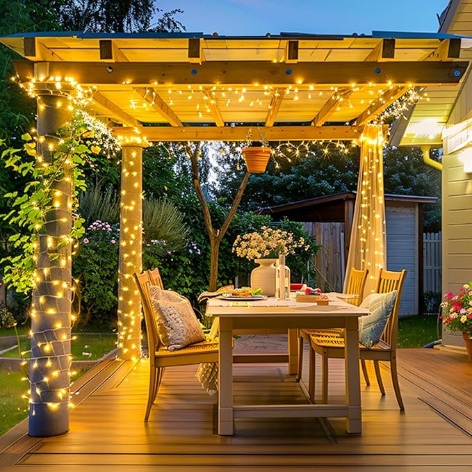 JMEXSUSS 200 LED String Lights Indoor Outdoor Clear Wire, Connectable Warm White Christmas String Lights for Bedroom, 66 Ft Twinkle Fairy String Lights Plug in for Home Wedding Tree Yard Patio Spring-VerdiqueGarden