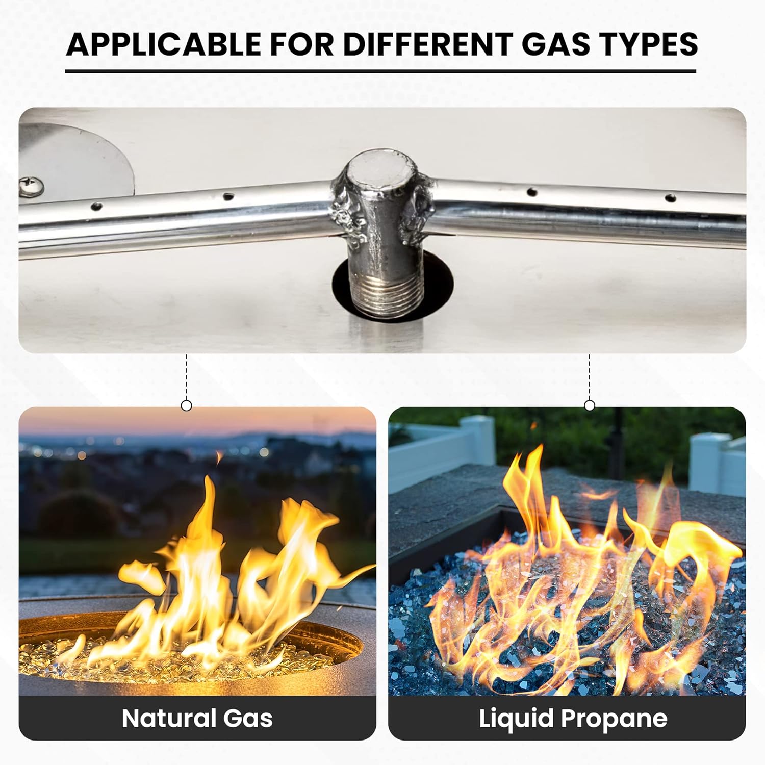 Stainless Steel Fire Pit Burner Pan & Ring, Works with Liquid Propane or Natural Gas, 22-Inch Pan, 18-Inch Ring, 150,000 BTU Max-VerdiqueGarden