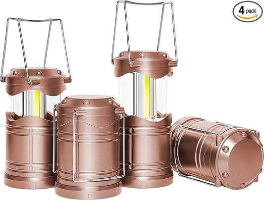 Lichamp LED Camping Lantern, 4 Pack Battery Powered Flashlight for Power Outages, Portable Collapsible Hanging Light Essential for Home, Outdoor, Emergency Lamp Survival Kit Gear for Hurricane,B4RG-VerdiqueGarden