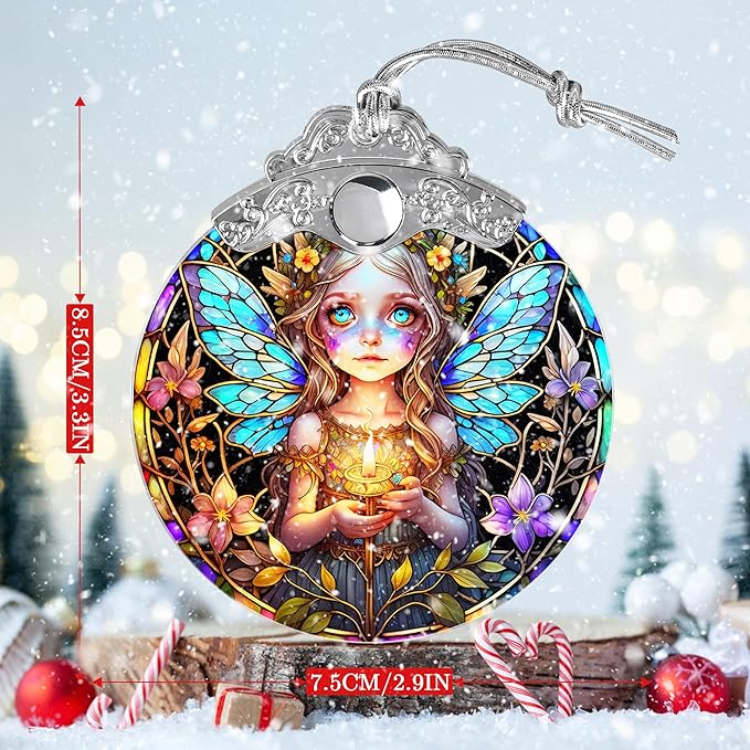 Fairy Stained Glass Suncatcher, Jocidea Fairy Ornament, Fairy Christmas Ornament, Holidays Ornaments, Christmas Tree Ornament, Fairy Decor, Gifts for Fairy Lovers-VerdiqueGarden