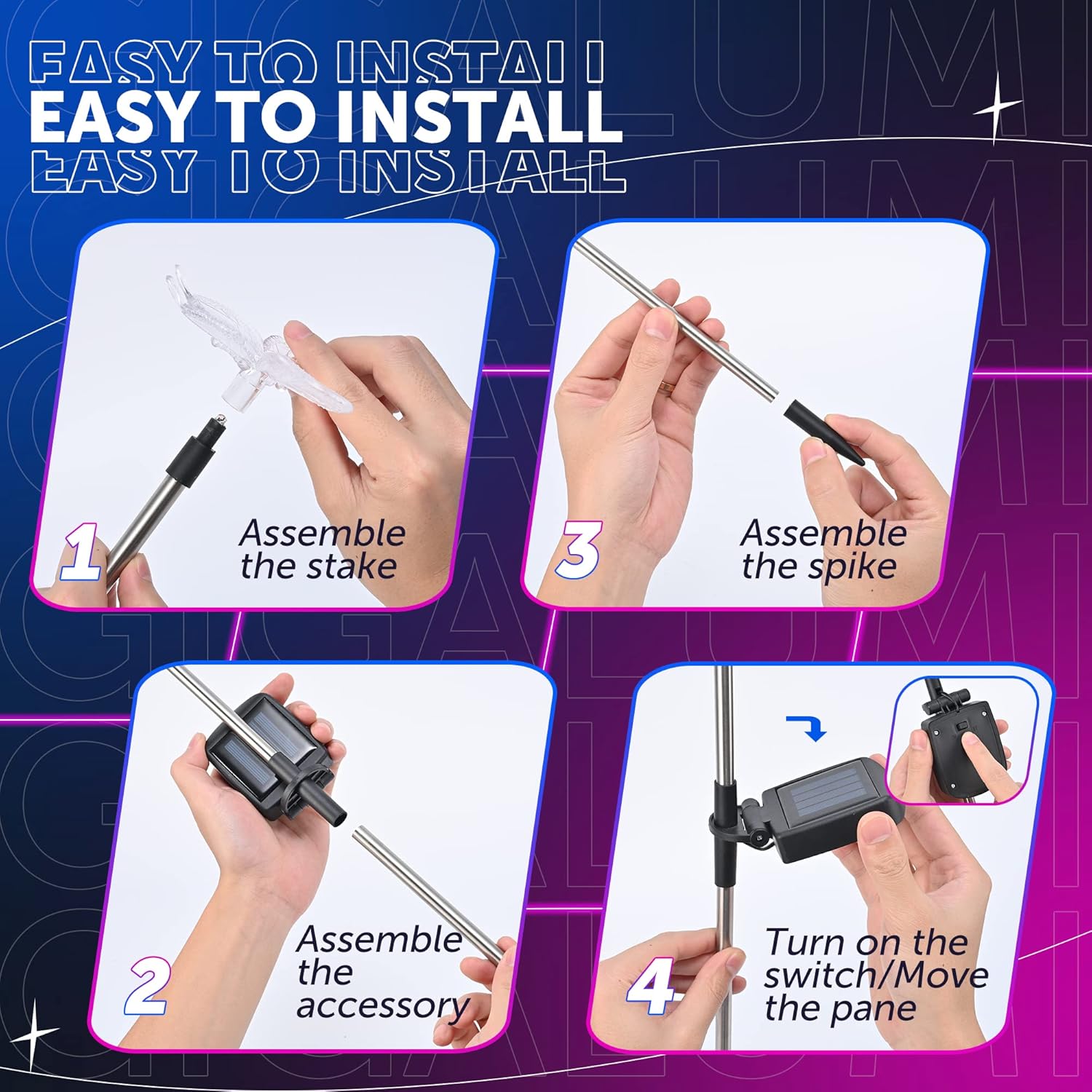 GIGALUMI Solar Garden Lights, 3 Pack Solar Butterfly Lights Decoration, Outdoor Garden Decoration Color Changing LED, Outdoor Decorative for Pathway, Lawn, Patio, Driveway-VerdiqueGarden