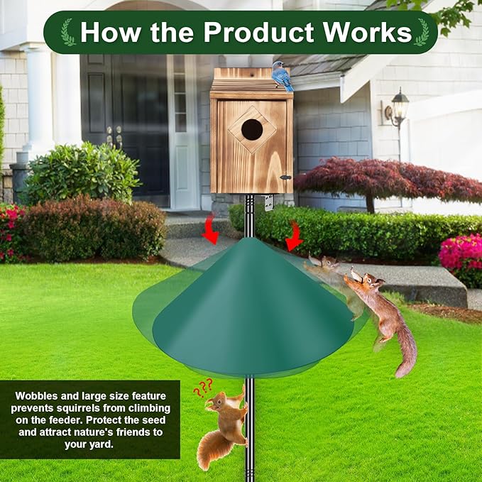 Gtongoko 19 Inch Squirrel Baffle for Bird Feeder Pole Squirrel Guards for Shepherds Hook Stopper for Bird Feeders Green 1 Pack-VerdiqueGarden