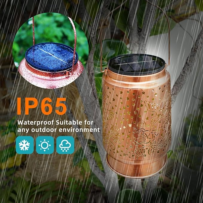 Hummingbird Solar Lanterns Outdoor Waterproof Large Metal Hanging Lantern with 2000mAh Battery, Solar-Powered Garden Lights Decor for Yard, Patio, Backyard - Birthday Gift for Women, Mom, Grandma-VerdiqueGarden