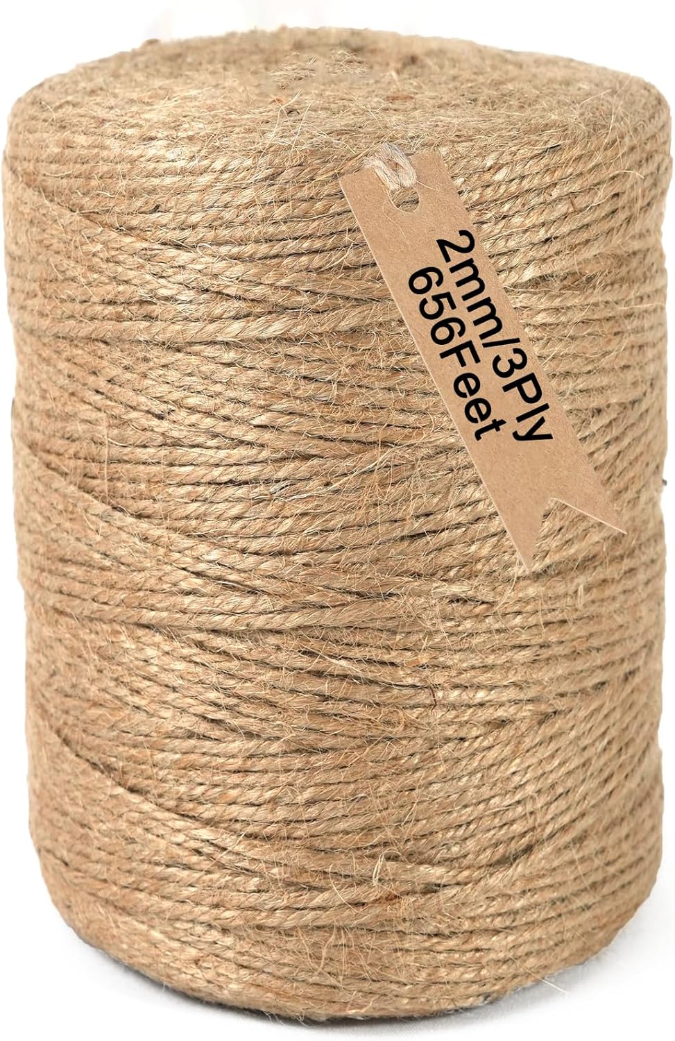 ARISKEY Natural Jute Twine,3ply String for Crafts 656 Feet Brown Cord Suitable for Crafting and Weaving Projects,Gardening Purposes and Outdoor Heavy-Duty Use-VerdiqueGarden