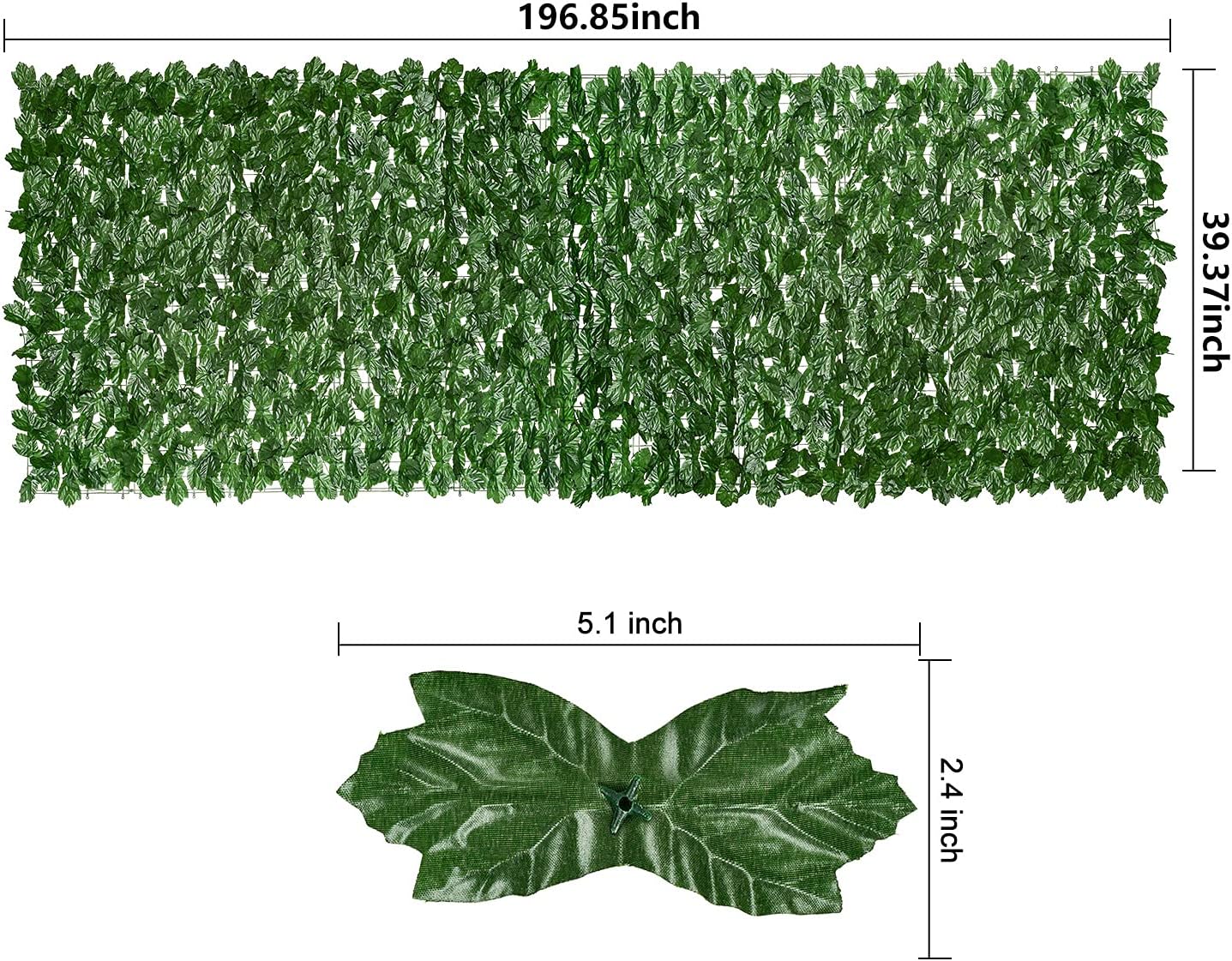 DearHouse Artificial Ivy Privacy Fence, 196.85x39.37inch Artificial Hedges Fence and Faux Maple Leaf Decoration for Outdoor Garden Decor-VerdiqueGarden