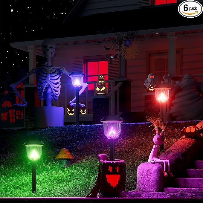 AOSEA 4 Pack Solar Pathway Lights Outdoor Waterproof - Auto RGB Color Changing Solar Lights for Outside, IP65 Rated, 12H Bright Landscape Lighting, Durable Plastic - Perfect for Garden & Walkway-VerdiqueGarden