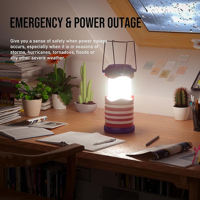 Lichamp LED Camping Lantern, 4 Pack Battery Powered Flashlight for Power Outages, Portable Collapsible Hanging Light Essential for Home, Outdoor, Emergency Lamp Survival Kit Gear for Hurricane, C2-VerdiqueGarden