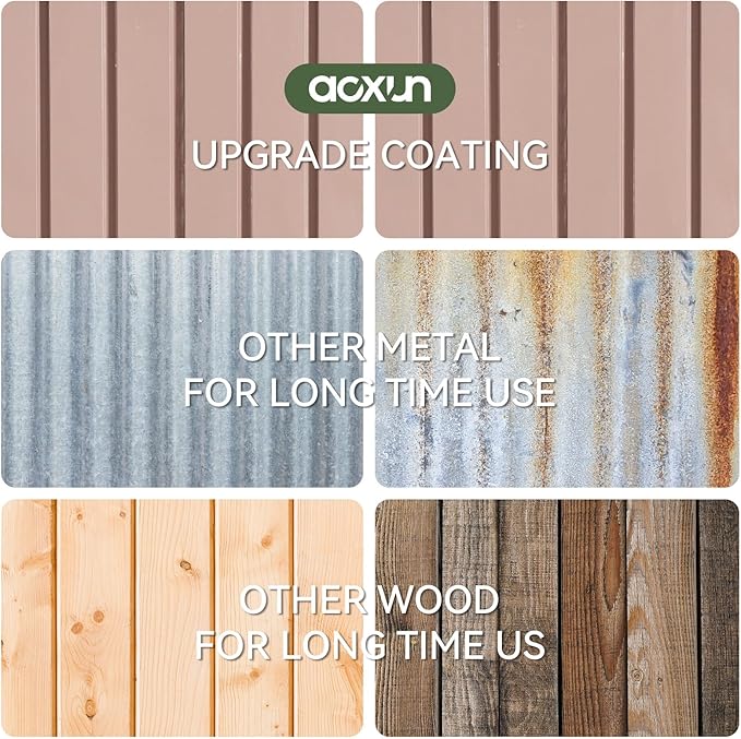 Aoxun 10x10 FT Outdoor Storage Shed Garden Metal Shed with Lockable Door Outdoor Large Shed for Tool, Garbage Can, Bike, Mower, Brown-VerdiqueGarden