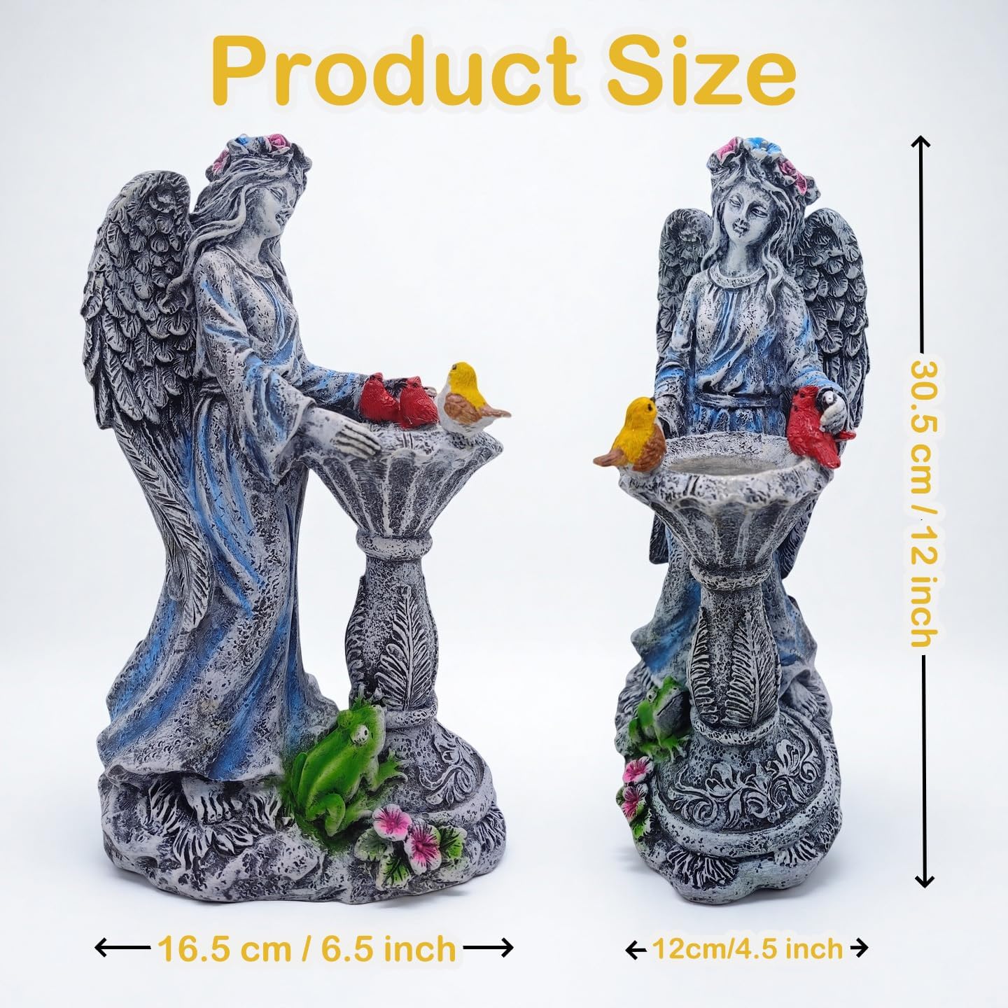 Mrocioa Solar Outdoor Garden Decor Angel Statue Light with Color Changing Birdbath, Waterproof Led Home Decor Figurine Lights for Yard Patio Front Porch, Housewarming Gifts for Thanksgiving Christmas-VerdiqueGarden