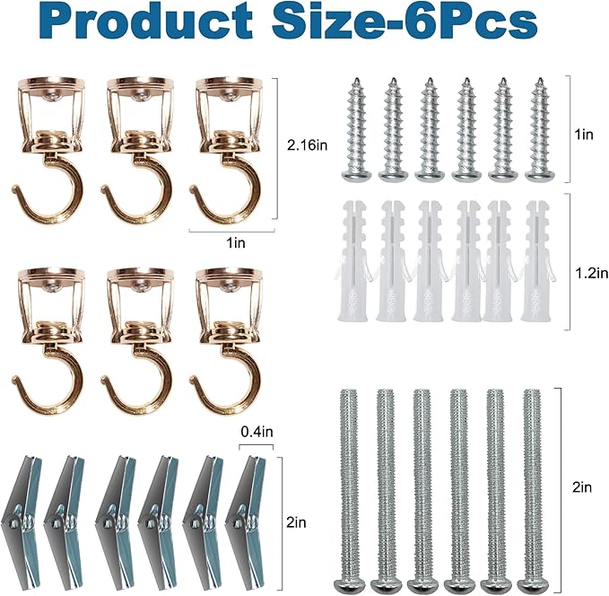 Ceiling Hooks for Hanging Plants (6 PCS Gold),Heavy Duty Metal Plant Hooks, Screw in Hooks for Hanging Birdfeeders, Lamps, Planters, Outdoor Decorative Hooks up to 33 lbs-VerdiqueGarden