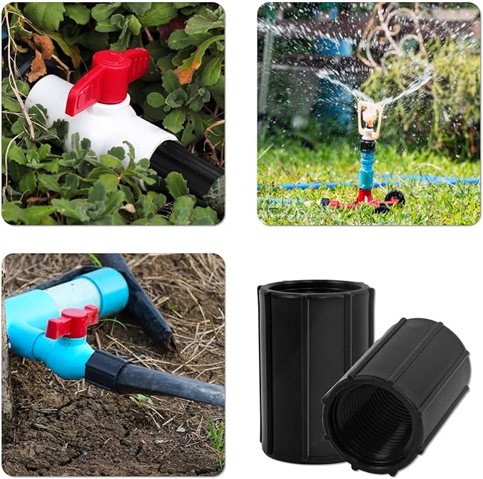 12 Pcs 1/2 Inch Female Threaded PVC Fitting Black PVC Female Adapter Pipe Fittings Drip Irrigation System for Irrigation Pipes Riser Extension (Black)-VerdiqueGarden