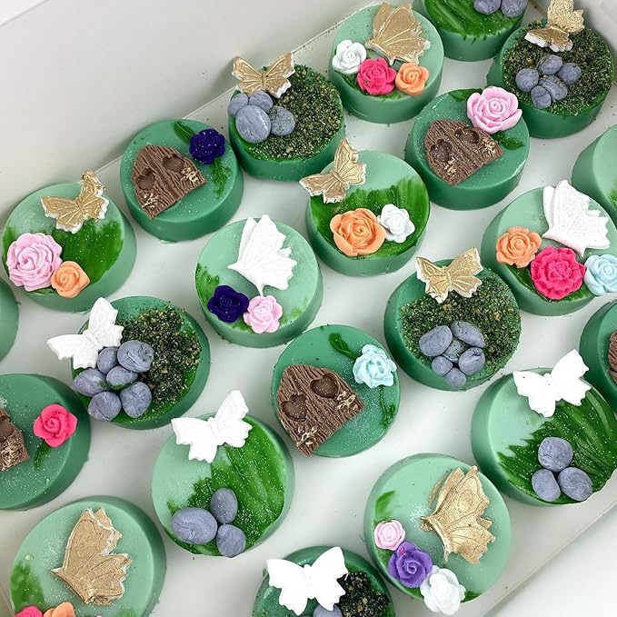 Fairy Garden Door Silicone Molds, Enchanted Vintage Gnome Home Window Door Fondant Molds, Mushroom Flower Leaf Chocolate Baking Molds for Cake Decoration Cupcake Topper Candy Clay Resin-VerdiqueGarden