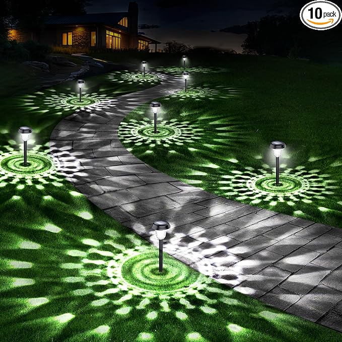 10 Pack Ultra Bright Solar Lights Outdoor Waterproof, from Dusk to Dawn Up to 12H Solar Light for Outside, Auto On/Off Solar Powered Garden Pathway Lights, Landscape Lighting (Cold White)-VerdiqueGarden