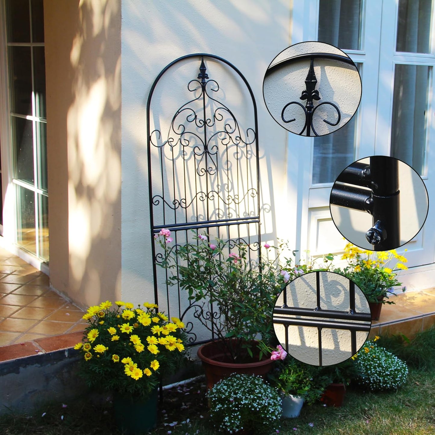 Trellis for Climbing Plants 59" H x 21.6" W Metal Unique Design Decorative Garden Structure Weather-Resistant Trellises Outdoor Decor Flowers Roses Vine Ivy Clematis-VerdiqueGarden