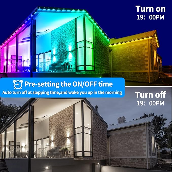 100ft Permanent Outdoor Light,RGB Eaves Lights with App Control Remote,DIY IP67 Waterproof Under Eave Lighting,Outside led Lights for Christmas,Garden,House Decorations-VerdiqueGarden