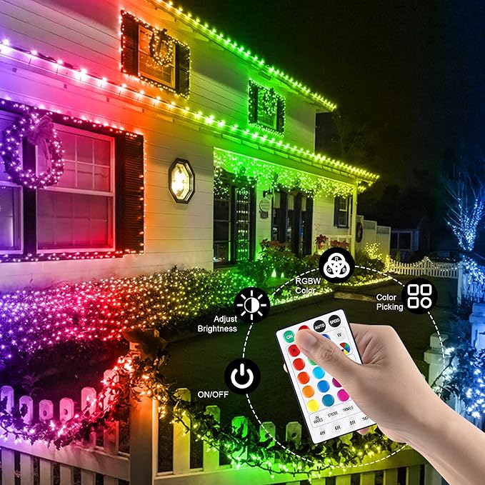 weillsnow Color Changing Christmas Lights, 66ft 200 LED RGB String Lights with Remote & Timer, Fairy Lights for Indoor Outdoor Xmas Tree Party Wedding Christmas Decorations-VerdiqueGarden