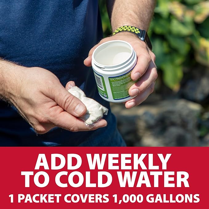 The Pond Guy Seasonal Defense, Spring & Fall Beneficial Bacteria, Barley & Enzymes, Cold Water Pond Sludge & Scum Treatment, Fish & Plant Safe, 12 Packets-VerdiqueGarden