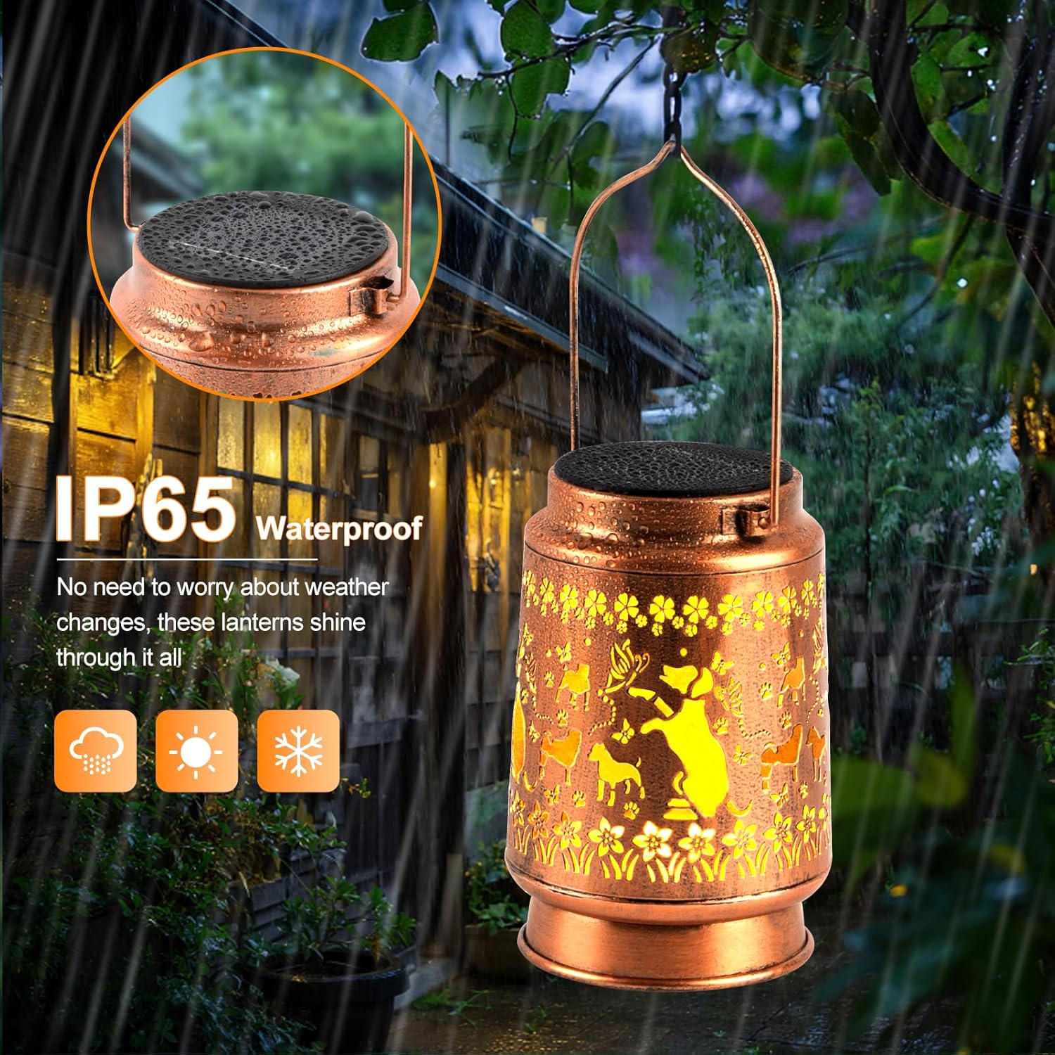 Solar Lanterns Outdoor Waterproof, Dog Garden Decor for Yard Porch Lawn Patio Pathway, Hanging Solar Lights Birthday Gifts for Women Mom Grandma Sister Friend-VerdiqueGarden