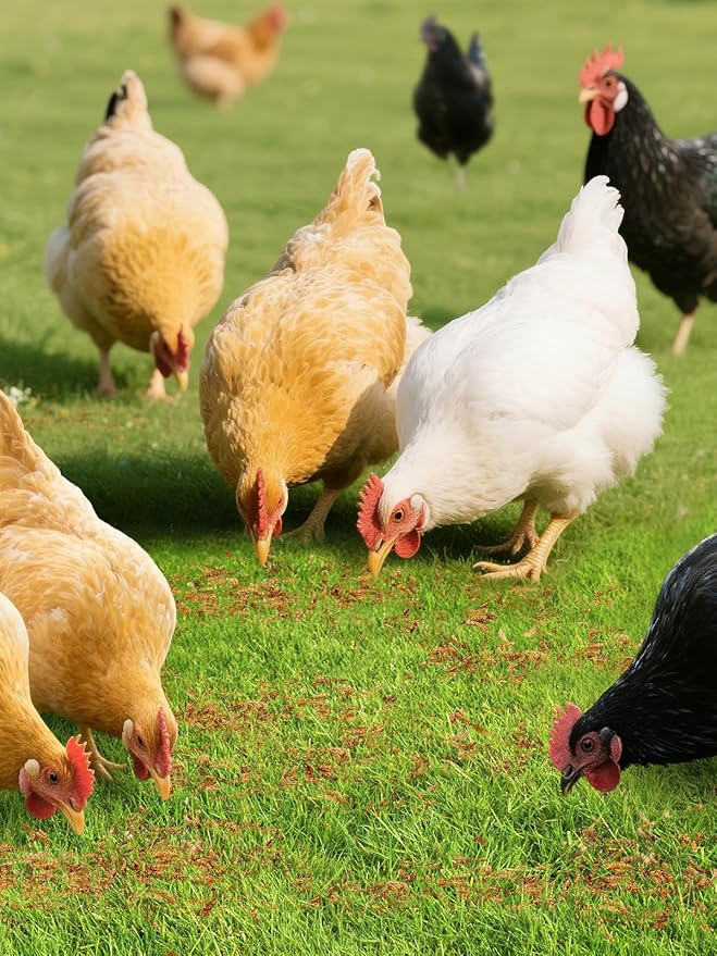 Mealworms Chicken Treats 3 Lbs with Handle Packing, High-Protein Promote Egg Production, Natural Chicken Feed for Laying Hens Wild Birds Ducks-VerdiqueGarden