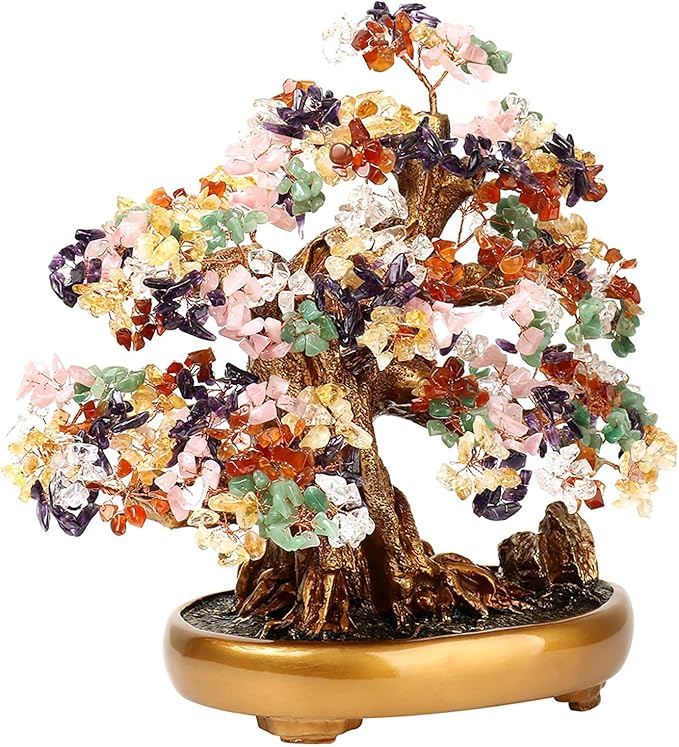 Comeon Large Crystal Quartz Lucky Tree Gem Tree for Office Home Feng Shui Decoration for Wealth/Fortune and Luck (Mix-Gemstone)-VerdiqueGarden
