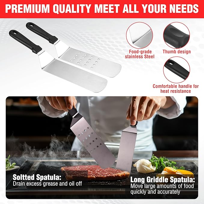 128 PCS Griddle Accessories Kit - Premium Flat Top Grill Accessories Set for Blackstone & Camp Chef, Stainless Steel BBQ Tool Utensils Gift Grilling Set for Lover Outdoor Men Women dad-VerdiqueGarden